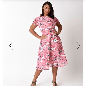 Unique Vintage flamingo dress-xl